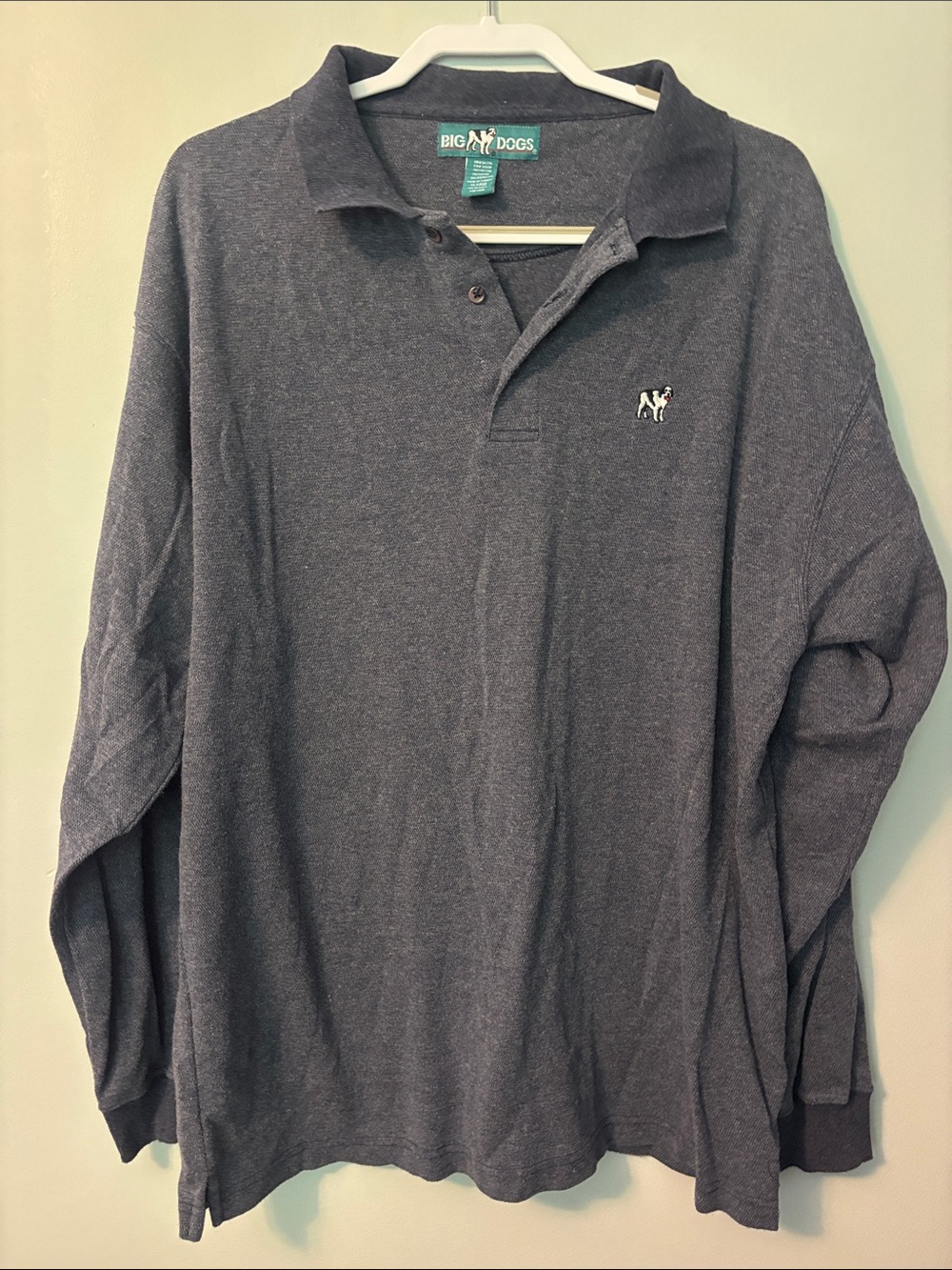 Big Dogs Men's Long Sleeve Polo - Charcoal